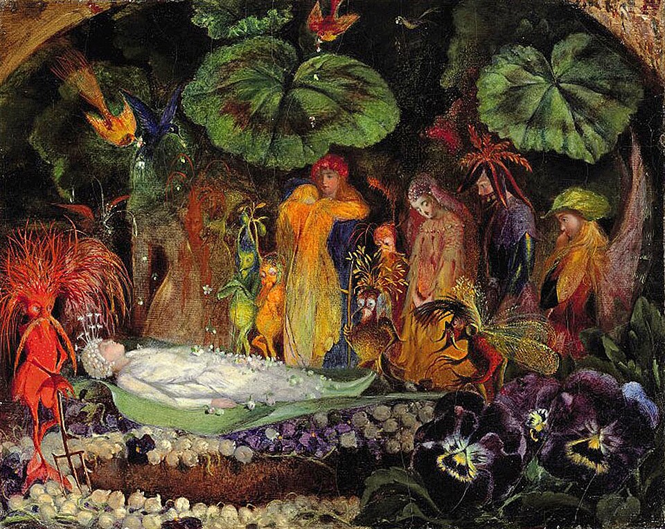 Death of the Fairy Queen, circa 1860, by John Anster Fitzgerald. Public domain, via Wikimedia Commons.